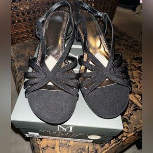 Straps, low heel evening, black shoe